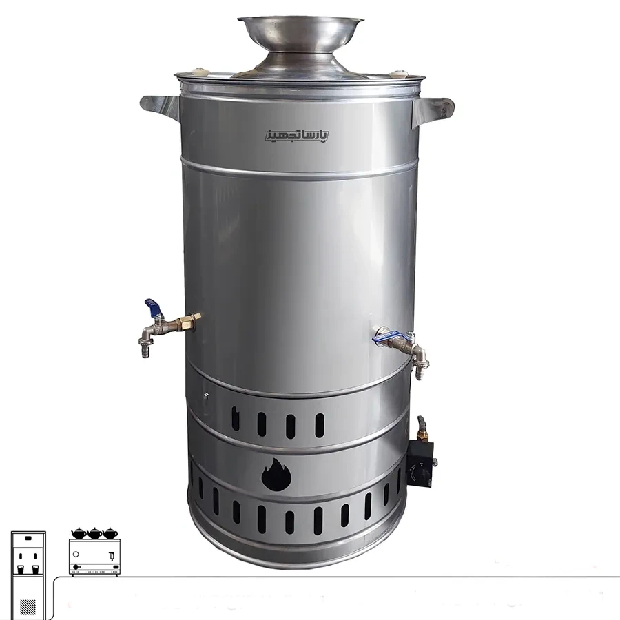 سماور هیئتی گازی تنوره دار 90 لیتری پارساتجهیز
